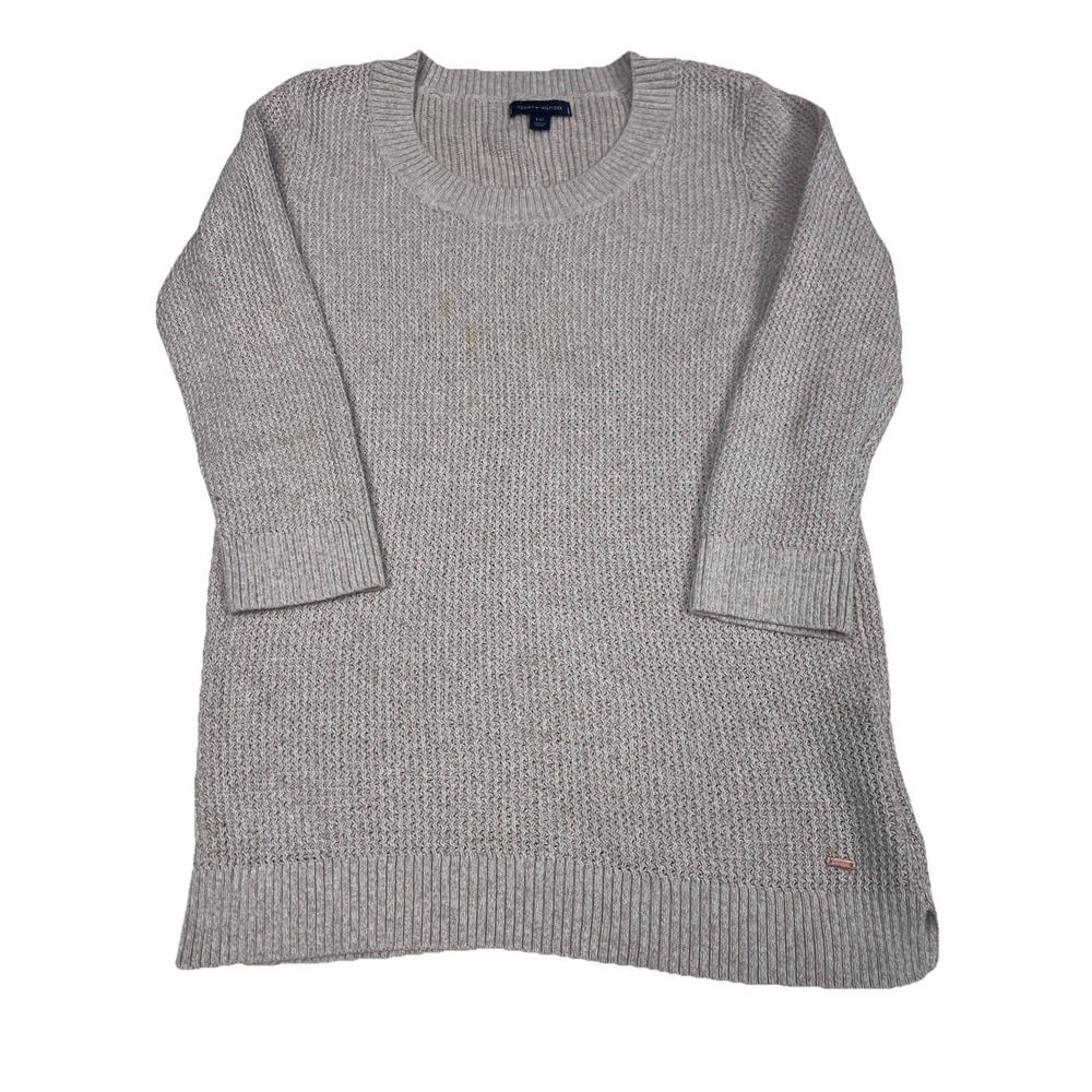 Women Tommy Hilfiger Sweater Crew Neck 3/4 Sleeve Soft Size Large